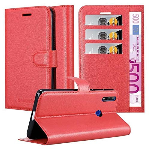Cadorabo Hülle kompatibel mit Honor 9X Handyhülle aus Premium Kunst Leder Flip Klappbare Stoßfeste Magnetische [Standfunktion] [Kartenfächern] Cover Hülle für Honor 9X Tasche in Rot