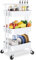 Storage Trolley Cart - 3 Tier Rolling Utility Organizer Rack, Craft Art Cart, Multi-Purpose Organizer Shelf, Tower Rack Serving Trolley for Office Bathroom Kitchen Kids’ Room Laundry Room, White