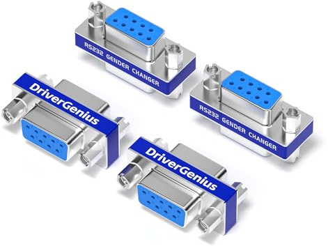 DriverGenius GenderX DB9 Serial Coupler RS232 Straight (F/F, 4-Pack) | Provides a Direct Pin-to-Pin RS232 Connection and Is NOT a Null Modem. Plug-and-Play for PLC and Industrial Devices