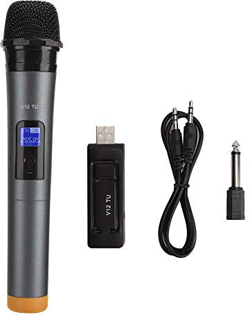 Drahtloses Mikrofon, dynamisches UHF-Handmikrofonsystem mit aufladbarem Empfänger für Aufnahmestudio, Karaoke, Radio, Lehrer, Meeting, Saal, Party usw.