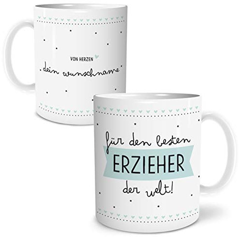OWLBOOK® Personalisierte Geschenke für Erzieher Tasse Personalisiert Name Bester Erzieher Tasse mit Spruch Geschenke Geschenkideen für Erzieher-in zum Abschied Keramik 300 ml