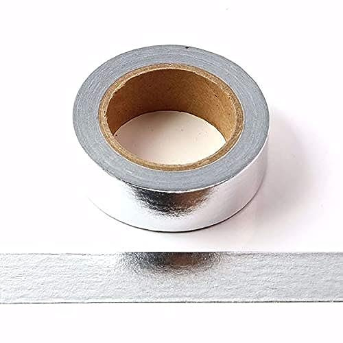 Masking Tape Washi-Klebeband, dekorativ, selbstklebend, 15 mm x 10 m (Silber)