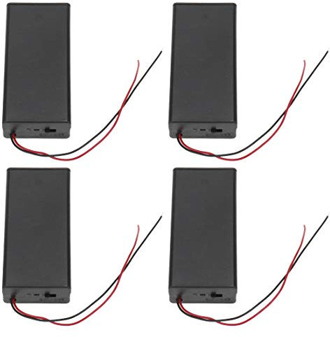 Semetall 18650 Battery Storage Case 4 Pcs 2 Slots x 3.7V for 2x18650 Batteries Holder Box Container with ON/Off Switch 18650 Battery Holder with Leads Wire(Black)