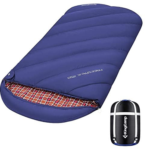 KingCamp Schlafsack,Schlafsack Winter, 4 Jahreszeiten Deckenschlafsacke Übergröße Baumwoll Flanell für Erwachsene Outdoor und Camping, Warm leicht,drinnen und draußen, (Blau)