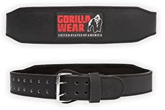 Gorilla Wear - 4 Inch Padded Leather Lifting Belt - Schwarz/Rot - Bodybuilding Krafttraining Gym Training Gewichtheben Unterstützung Stabilisierung mit Logos für Sport aus Leder, L-XL