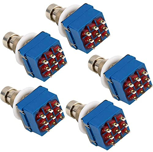 CENPEK 5Pcs 9 Pin 3PDT Effector Button Brush Box True Bypass Gitarreneffekte Pedal Box Stomp Foot Metallschalter