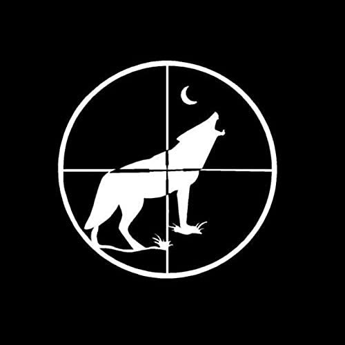 SCSHY Auto-Aufkleber 15.2 * 15.2Cm Wilder Wolf Im Visier Cross Fashion Jagd Auto Aufkleber Vinyl LKW Karosserie Aufkleber Schwarz/Silber