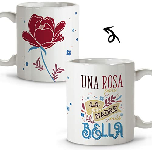 Tazas Día de la Madre. Tazas Desayuno Originales. Taza Ceramica 330 ml. Regalos con Frases. Tazas Mamá. Taza Rosa