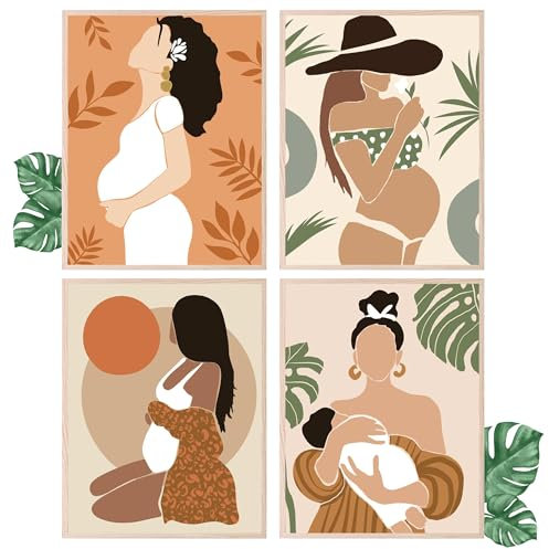 Insire Mama-Poster & Schwangerschafts-Wandkunst, minimalistische Babyparty-Drucke & Baby-Poster für schwangere Frauen, abstrakte Kinderzimmer-Dekoration