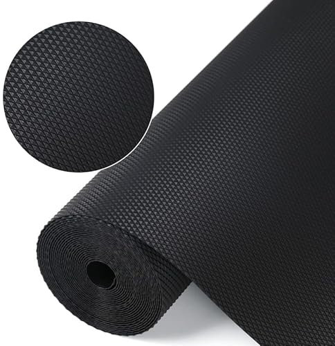 Shelf Liner Küchenschubladenmatten, Nicht klebende Eva-Kühlschrankauskleidungen mit wasserdichtem, haltbarem Kühlschranktisch Tischsets für Schrank, Schubladenauskleidung(Schwarz, 30cmx300cm)