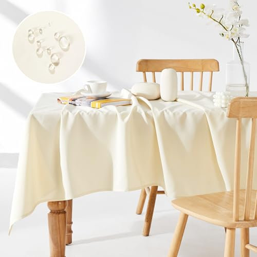 Deconovo Outdoor Tischdecke Wasserabweisend Wetterfest Wasserdicht Garten Tischtücher Gartentisch, 240x140 cm, Beige, 1 Stück