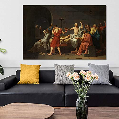 Berühmtes Gemälde Der Tod von Sokrates Leinwand Gemälde Poster und Drucke auf Leinwand Wandkunst Bild Wohnzimmer Wohnkultur 40x60cm Rahmenlos