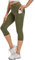 adorence Sport Leggings Damen 3/4 (Nacktes Gefühl, High Waist, Blickdicht) Capri Leggings Damen-Armeegrün,L