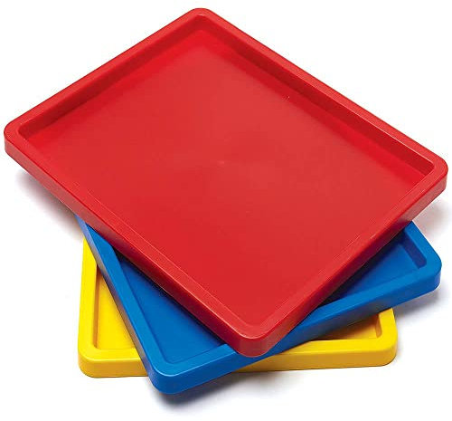Baker Ross FC891 Coloured Craft Trays - Pack of 3, Art Supplies Plastic Tray for Sorting Crafts for Kids