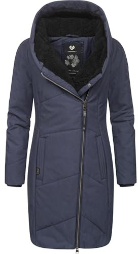 Ragwear Damen Wintermantel warmer Steppmantel lang mit Kapuze Gordon Long Intl Navy22 Gr. S