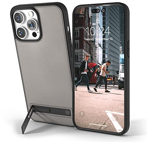 Snakehive Leather Wallet for iPhone 14 Pro || Genuine Leather Cover with Kickstand || Real Leather Phone Case Compatible with iPhone 14 Pro (Pebble Grey)