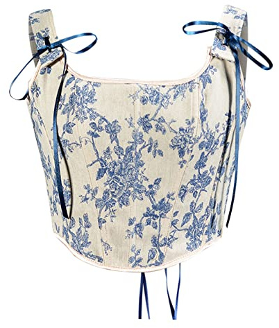 AMhomely Corset Tops for Women Rococo Cropped Tank Tops Lace Up Corset Bustier Elegant Baroque Belt Overbust Lingerie