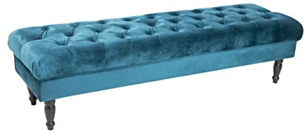 Visco Therapy JOY Upholstered Decorative Styling Bench, Bedroom Bench Seat, Tufted and Cushioned Entryway Foot Stool. Living Room, Bedroom, Dining Room Furniture. (Emerald)
