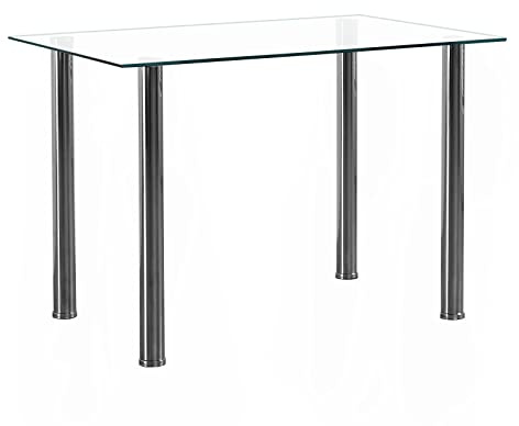 Karl home 43 Tempered Glass Dining Table with Metal Legs, 200lbs