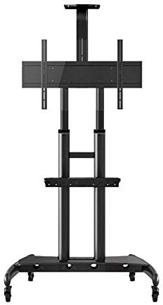 TV Ständer Auf Rollen Fernseher Bodenständer Mit 1 Geschmiedeten Glasregalen For 32-65 Zoll LED OLED LCD Plasma Flache Gebogene Bildschirme Höhe Einstellbar Max. Vesa 60 0x400mm Bis Zu 45 Kg ( Color :