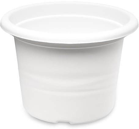 Garronda Vasi in Plastica Rotondi per Piante e Fiori GD-0022 (Bianco, ⌀ 20cm H 14cm)