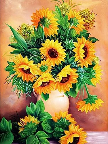 Bimkole DIY 5D Diamond Painting Zubehör Sonnenblume, Blumen Diamant Malerei Kit Voll Runde Bohrer Malen nach Zahlen Malerei Stickerei Kreuzstich Diamond Dekoration 30X40 cm