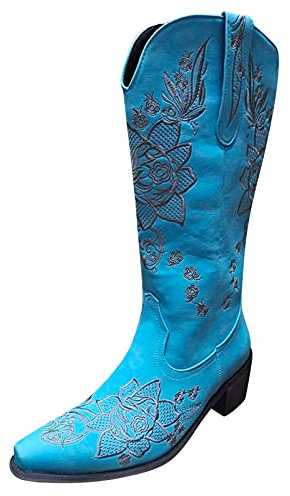 Cowboy Boots Donna Anfibi Invernali Stivali Texani Alto Pelle Stivali Equitazione Frange Camoscio Camperos Texani Biker con Tacco Stivaletti Stivali Cowboy Western Vintage