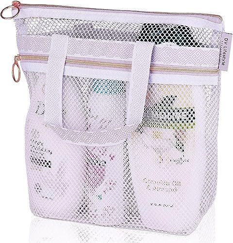 MEZOKUCEL Mesh Duschtasche, Faltbare Duschtasche, Wasserdicht Meer Multifunktions Hängetasche für Camping Toilettenartikel Kleidung Spa Und Reisen, Weiß