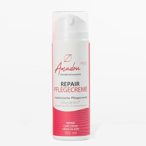 Amadou Creme gegen Rötungen und Reizungen 150ml - Med Repair Pflegecreme - Tagescreme für Pflege bei Neurodermitis, Juckreiz - Haut Beruhigende Feuchtigkeitspflege - Zertifizierte Kosmetik