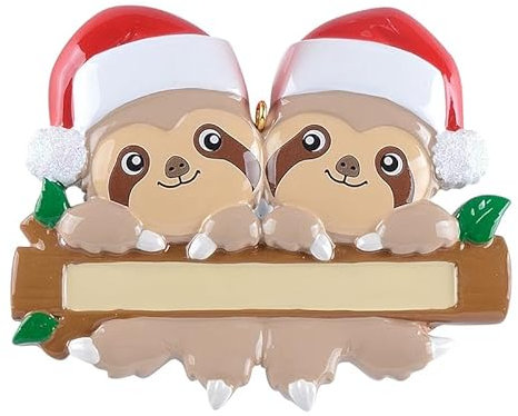 2023 Personalisierte Weihnachtsdekoration, Faultier-Ornamente für 2 Weihnachtsbaumschmuck, lustige Weihnachtsschmuck, niedliches Andenken zum Aufhängen für Weihnachtsbaumdekoration 2023