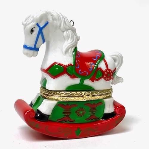 Porzellan-Überraschungs-Weihnachtsschmuck mit Scharnier (Schaukelpferd)
