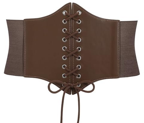 RHZXD Damen Korsett Gürtel, Elastischen Breiten Band Schnürkorsett, Damen Corset Belt, Gürtel HüftgurtWaist Trainer, Taillenformer für Damen (Braun)