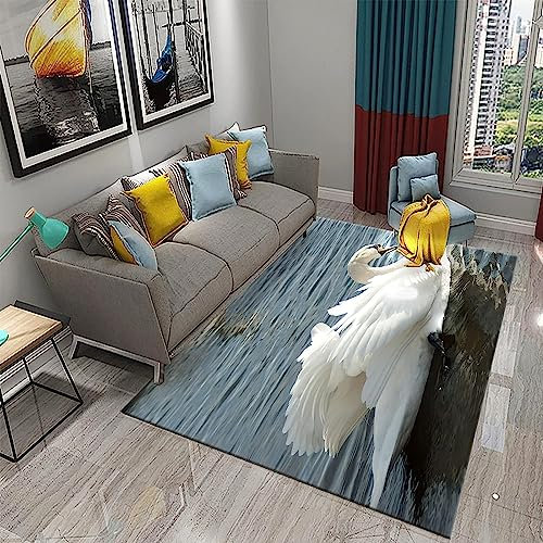Kinderzimmer Teppichschöner Weißer Schwan Mit Seeblick 3D -Gedruckter Teppich Wohnzimmer Dekor Krabbelte Matte Schlafzimmer Küchenteppich Badezimmer