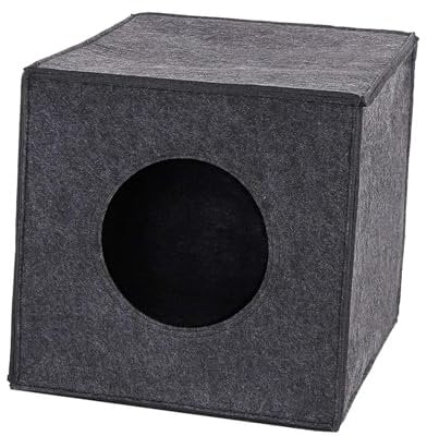Qianly Felt Cave Cube Bed Sleeping Foldable Self Warming Cat Hideaway Cat House for Cats Dog Pomeranian Kitten Puppy, black