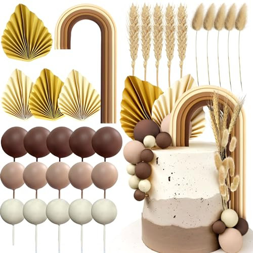 JeVenis Boho Cake Toppers: Rainbow Decorations - 30PCs for Girls Birthday, Baby Shower