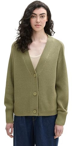 TOM TAILOR Denim Damen 1043311 Basic Strickjacke mit Knöpfen, 18938-Greyish Green, S