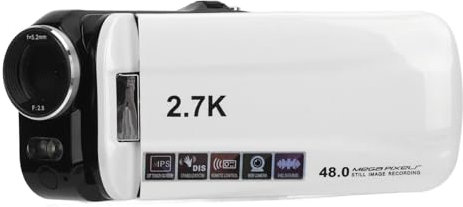Akozon Digitaler Camcorder, 48 MP, 2,7 K HD-Camcorder, 18-facher Digitaler Zoom, 7,6 cm (3 Zoll), 180° Drehbar, Touchscreen, Infrarot-Nachtsicht, mit Schönheitsfiltern, DV-Kamera