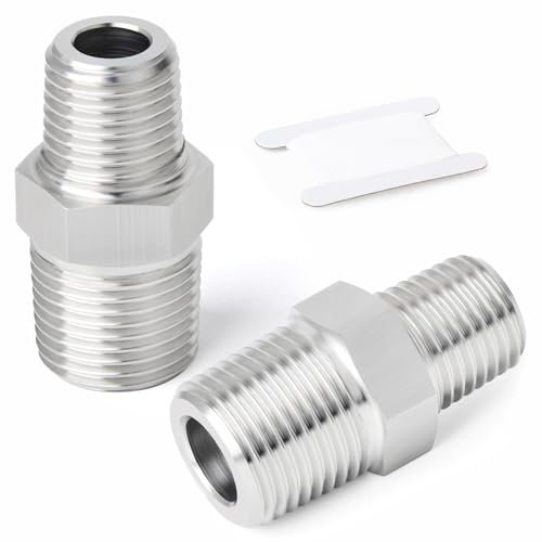 ERGAOBOY 2 Pcs 1-1/2 x 1-1/2 BSP Mâle Cold Heading Mâle Réduction Hexagonale Raccords De Tuyauterie, Inox 304 Raccords De Tuyauterie Raccords