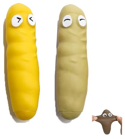 MORAINJAY 2 Stück Stressball Wurst,Kackwurst Stress Wurst,Fake Stretchy Poop Antistressball,Anti Stress Spielzeug für Kinder Erwachsene,Lustiges Geburtstagsgeschenk(Gelb&Khaki)