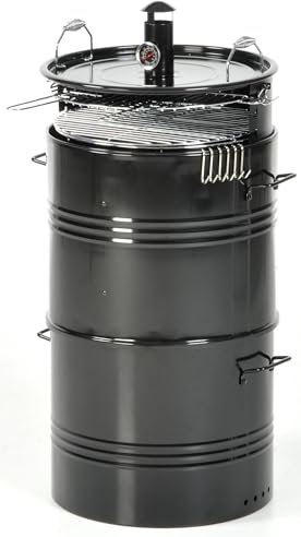 Bonussi Barbecue Affumicatore a Carbone Carbonella Taddei Barrel Nero