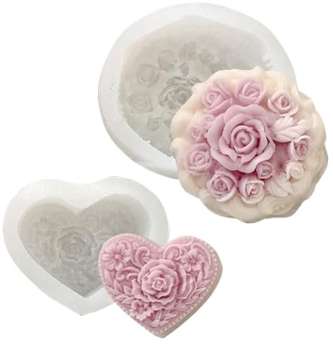 FYting 2 Pezzi Stampi In Silicone,Stampi Per Candele,Stampi In Silicone Per Dolci,Per Realizzare Candele, Gesso Per Aromaterapia, Sapone, Artigianato, Per Matrimoni, Compleanni, Natale