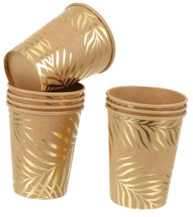 Gogogmee 8 Stück Palmblatt Aus Papier Mit Flachem Sockel Für Kalte Getränke Wie Wasser Und Fruchtsaft Leicht Und Rutschfest Umweltfreundlich Für Partys Und Outdoor Nutzung