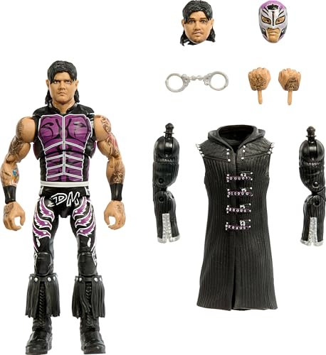 WWE Mattel Ultimative Edition Actionfigur & Zubehör, 15,2 cm Dominik Mysterio Sammelset, austauschbare Köpfe & Hände, 30 Gelenkpunkte