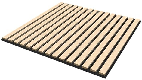 Akustik Wandpaneele 3000x525x18 MDF-Lamellen | 3-seitig ummantelt mit Holzfurnier Eiche hellbraun| Schalldämmung | Akustikpaneele für Wandverkleidung | Holz Lamellenwand