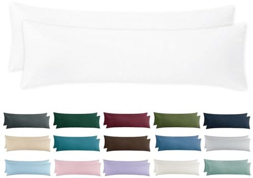 Aisbo Kissenbezug 40x145 2er Set - Seitenschläferkissen Bezug 40 x 145 Weiß mit Reißverschluss aus Mikrofaser Weich, ÖKO-TEX Kopfkissenbezug 145x40 für Seitenschläfer Kissen