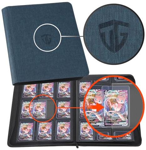 TCGUARD Toploader - Album di carte da collezione per 216 top loader, 9 scomparti con custodie per scheda Rigid Toploader da 3 x 4, per TCG, carte MTG, album di carte collezionabili (blu marino)