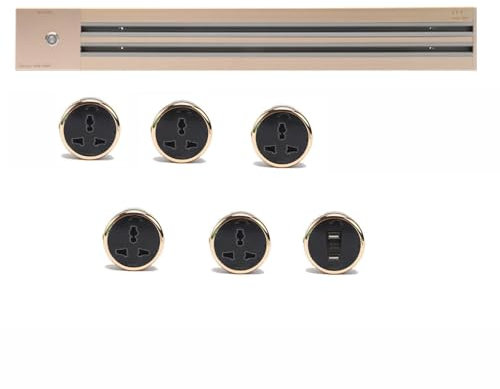 Toma de corriente inteligente, regleta multifuncional con adaptador extraíble, montaje en pared/doble ranura, para cocina/sala de estar,Gold-100cm