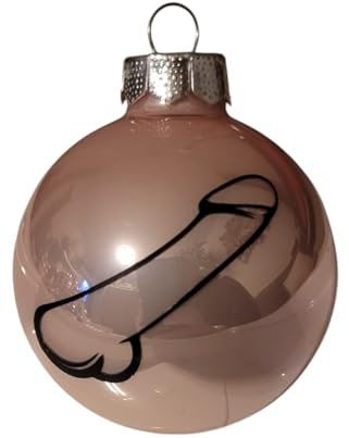 Glas-Christbaumkugel, Matt oder glänzend, 6 cm, Verschiedene Motivfarben, Penis (Rosa glänzend, schwarzes Motiv)