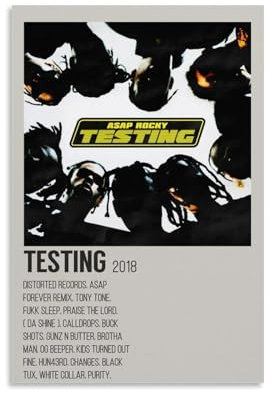 ECVHLXFQ ASAP Rocky TestingPop-Song-Album, Rapper, klassisches Album, Leinwanddruck, Unterschrift, Dekoration, Schlafzimmer, Zuhause, Büro, Teenager, Dekoration, 40 x 60 cm, ungerahmt, 5