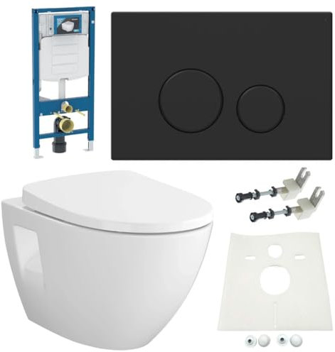 Vorwandelement Sigma HGMBAD WC spülrandlos Betätigungsplatte schwarz matt Komplettset